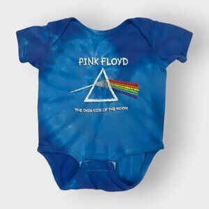 Liquid Blue Pink Floyd Bodysuit | 12 to 18 M | Blue Tie Dyed | Dark Side of Moon